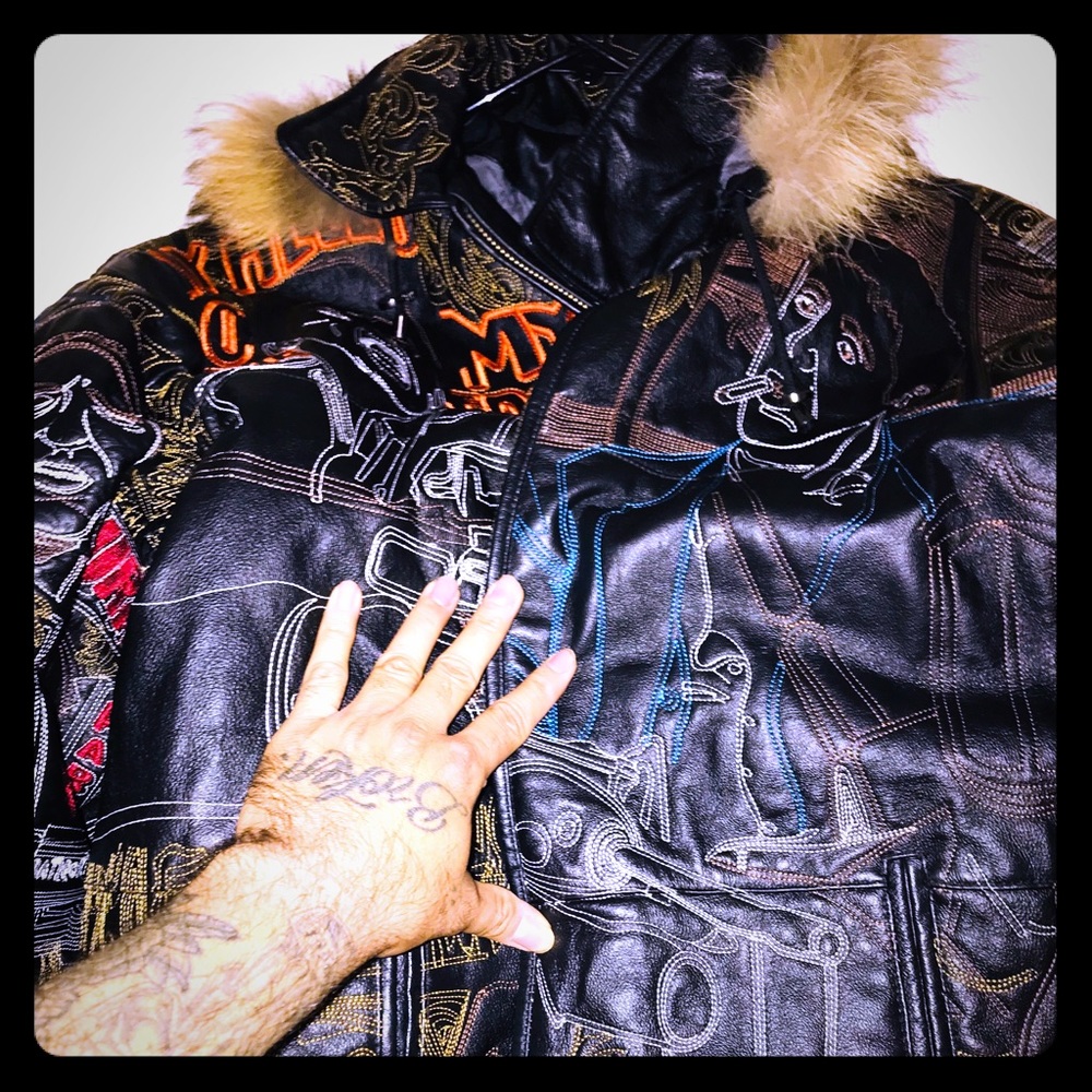 Leather scare face parka size 3XL